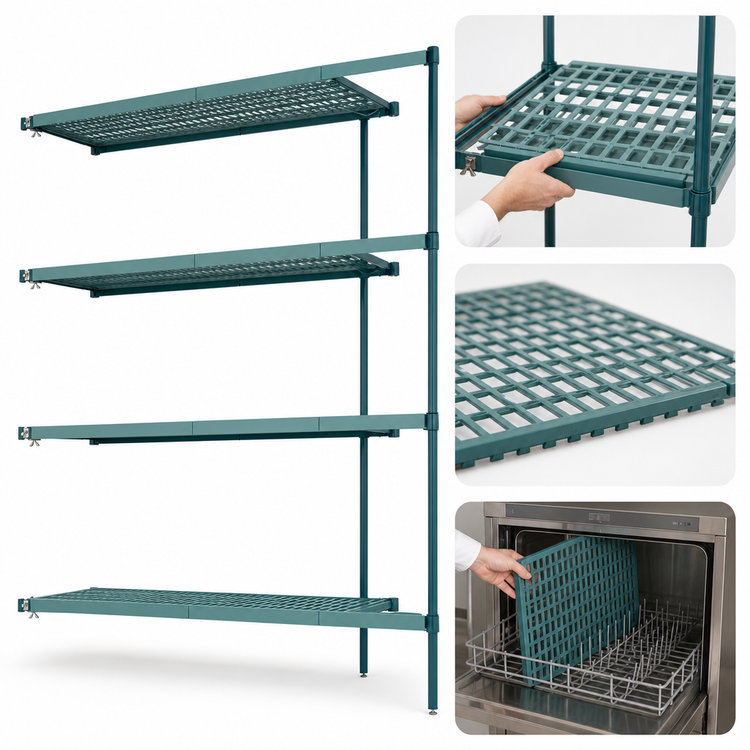 Product image #3 for Metro Super Erecta Pro Add-On Shelving Unit with Polymer Shelf Mats, 21W x 30D x 74H, 4 Shelves