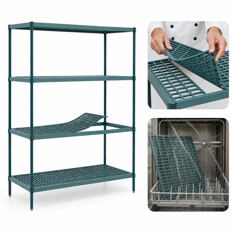 Product image #3 for Metro Super Erecta Pro Stationary 4-Shelf Louvered Polymer Starter Shelving Unit, 18" x 72" x 63"