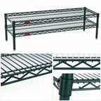 Thumbnail image #3 for Eagle Group QuadTruss HDFCM1436VG 2-Tier Front Case Wire Shelving Unit, 36"W x 14"D x 14"H, Green Epoxy, 4 Posts