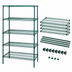 Thumbnail image #3 for Quantum 5-Shelf Stationary Wire Shelving Starter Kit, 42W x 18D x 54H, Green Epoxy Coated Finish