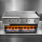 Thumbnail image #3 for Serv-Ware SMGS-48 48-Inch Natural Gas Manual Griddle with 4 Burners, 3/4-Inch Plate, Stainless Steel Front and Sides