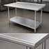 Thumbnail image #3 for Advance Tabco 108 Inch x 24 Inch 14 Gauge 304 Stainless Steel Work Table with Rear Up-Turn and Adjustable Galvanized Undershelf