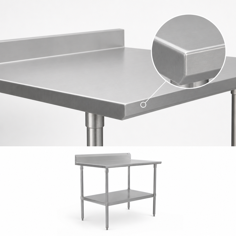 Product image #3 for John Boos Stallion 72" x 30" Stainless Steel Top Work Table with 5" Backsplash and Adjustable Undershelf