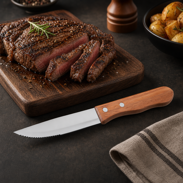 Product image #3 for Winco Jumbo Steak Knife with 5-Inch Stainless Steel Blade and Oak Wood Handle
