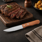 Thumbnail image #3 for Winco KB-30W Jumbo Steak Knife, 10-Inch, 5-Inch Stainless Steel Blade, Oak Wood Handle, Stamped Case of 12