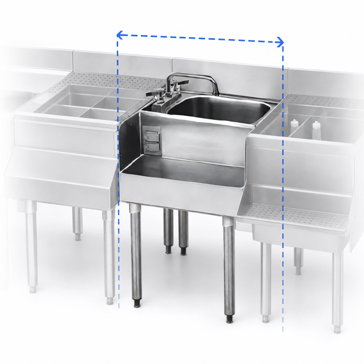 Product image #3 for Eagle 1800 Series 18-Inch Underbar Modular Blender Dump Sink Station with Faucet, Basket Drain, and Duplex Receptacle