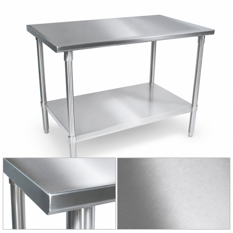 Product image #3 for John Boos Stallion 30" W x 24" D 16-Gauge Stainless Steel Flat-Top Work Table with Galvanized Base and Adjustable Undershelf