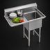 Thumbnail image #3 for Krowne Royal Series 1-Compartment Floor Model Commercial Sink with Left Drainboard, 304 Stainless Steel