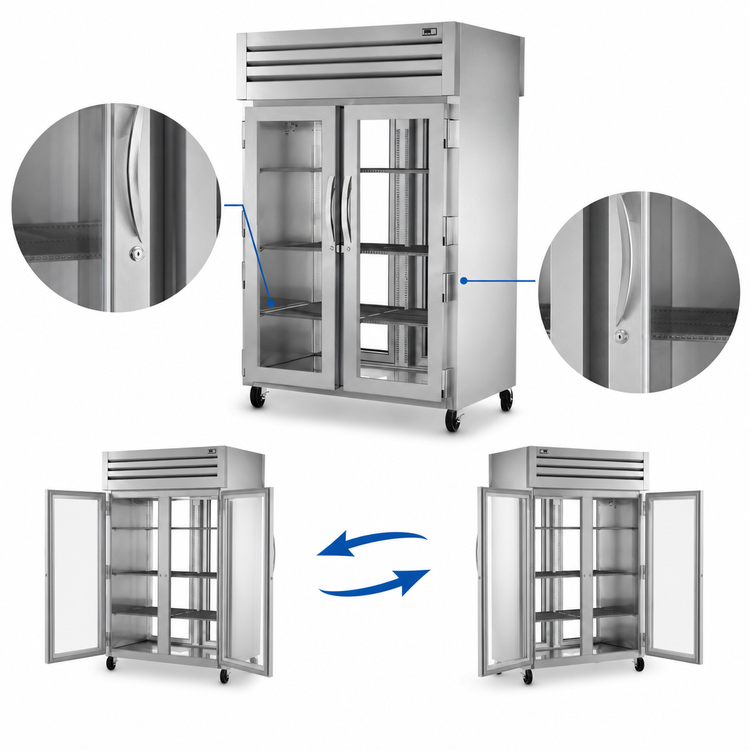 Product image #3 for True SPEC SERIES 2-Section Pass-Thru Glass Front/Rear Swing Door Reach-In Refrigerator, Self-Contained Top-Mounted, Stainless Steel