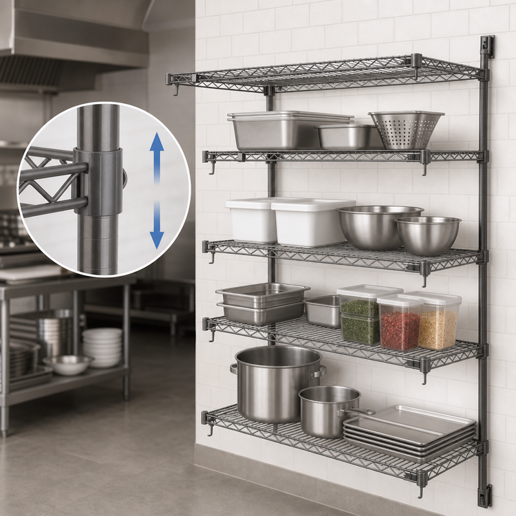 Product image #3 for Metro Super Adjustable Super Erecta Add-On Wire Shelving Unit, 30 x 18 x 63 Inches, 4 Shelves