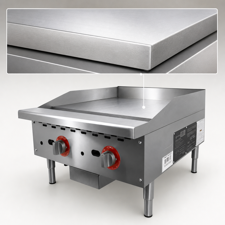 Product image #3 for 24-Inch Countertop Natural Gas Griddle with 1-Inch Polished Steel Plate, Thermostatic Control, 56,000 BTU