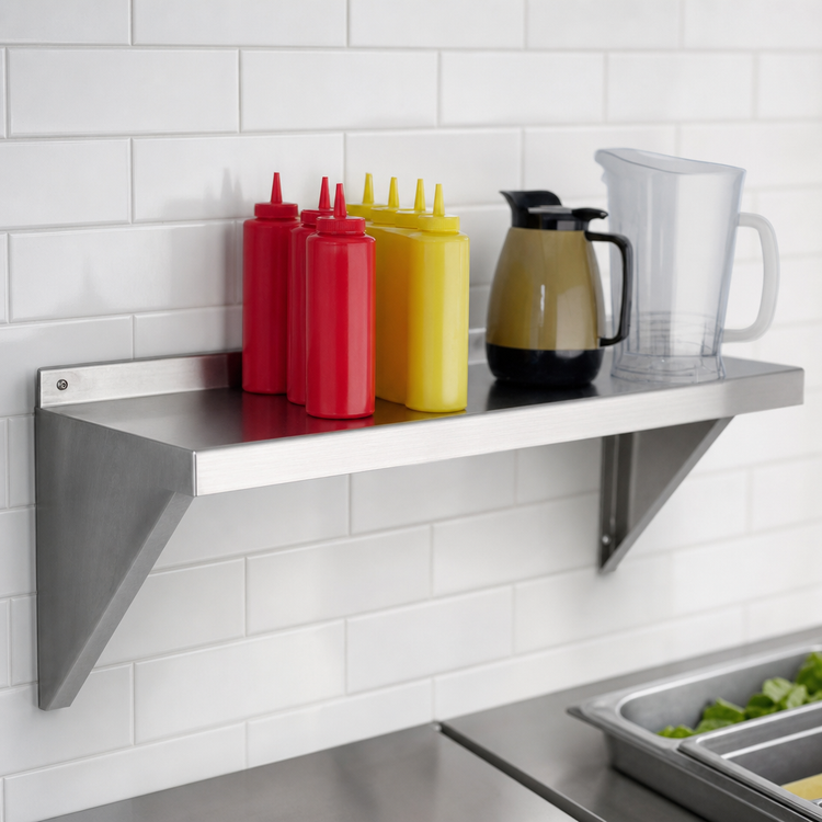 Product image #3 for New Age 36 Inch x 12 Inch Solid Wall-Mounted Shelf, 18-Gauge Aluminum