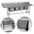 Thumbnail image #3 for Advance Tabco Regaline 4-Compartment Stainless Steel Sink with Left and Right Drainboards, 16 x 20 Bowls, 14 Gauge