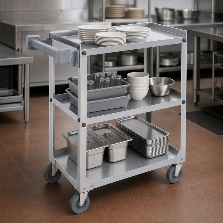 Product image #3 for Vollrath 3-Shelf Stainless Steel Utility Bus Cart, 300 lb Capacity