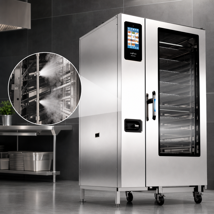Product image #3 for Alto-Shaam Prodigi Pro Gas Boilerless Combi Oven/Steamer, Floor Model with Roll-In Cart, 20 Sheet Pan Capacity