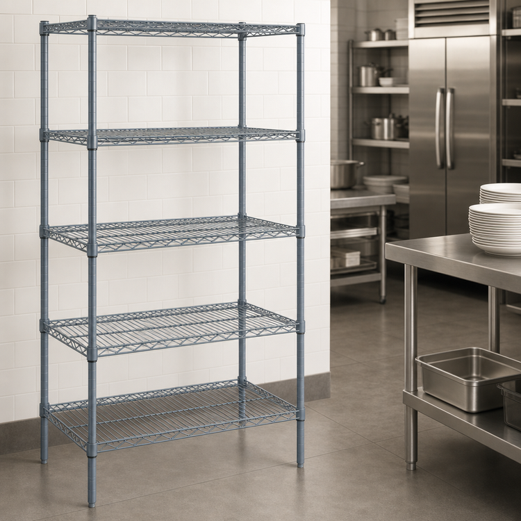 Product image #4 for Quantum 30-Inch W x 24-Inch D x 86-Inch H Gray Epoxy Wire Shelving Starter Kit with 5 Shelves