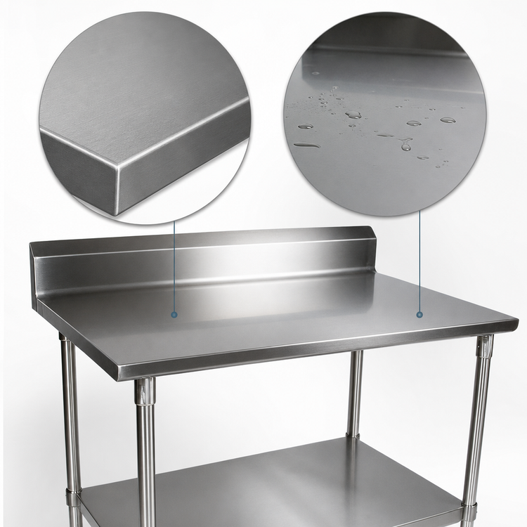 Product image #3 for BK Resources 60-Inch x 30-Inch Stainless Steel Work Table with 5-Inch Riser and Undershelf