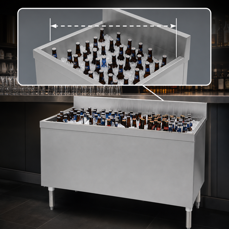 Product image #3 for Advance Tabco Underbar Basics™ 60 Inch Stainless Steel Beer Bath Bar Ice Bin