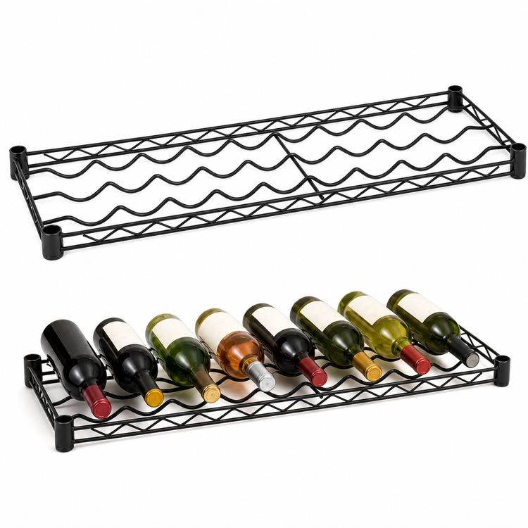 Product image #3 for Cradle Wire Wine Shelf, 48"W x 14"D, Holds 12 Bottles, Black Epoxy Finish