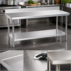 Thumbnail image #3 for Eagle Group Spec-Master T2484EM-BS 84 x 24 Inch Stainless Steel Work Table with 4-1/2 Inch Backsplash and Adjustable Galvanized Undershelf