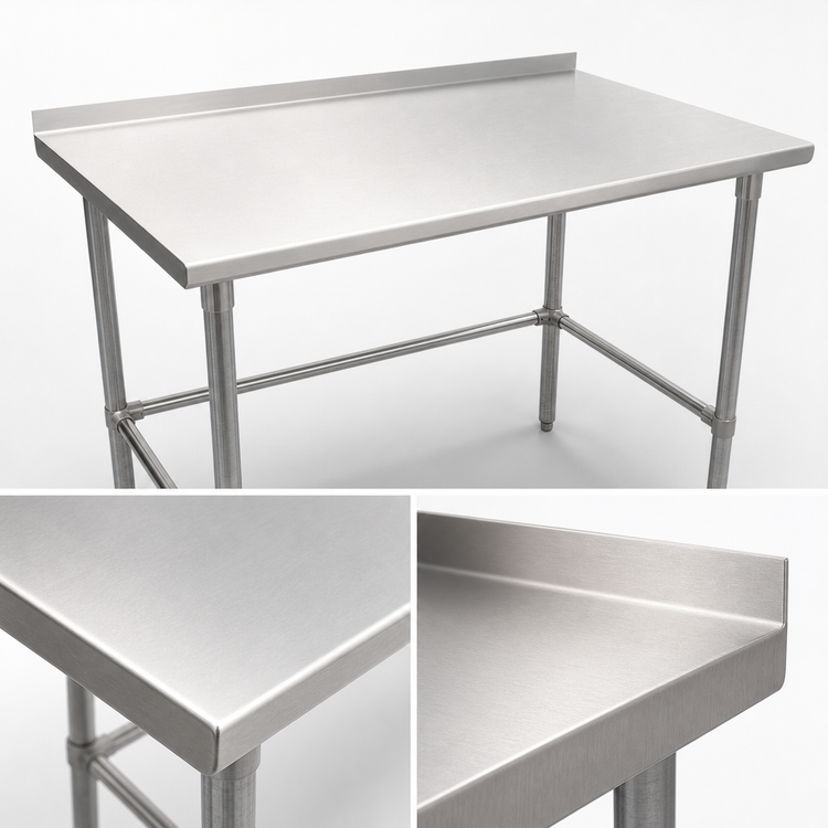 Product image #3 for John Boos Stallion 30 in. x 30 in. Stainless Steel Square Work Table with 1-1/2 in. Rear Up-Turn and Galvanized Base