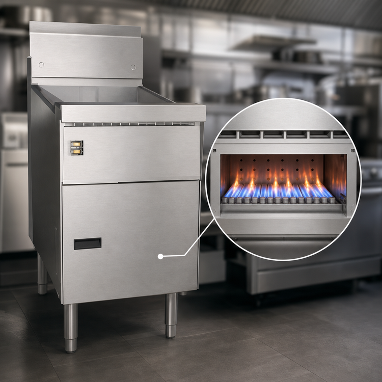Product image #3 for Pitco FBG18 Flat Bottom Gas Fryer, Floor Model, 18 x 24 in, 42-65 lb Oil Capacity