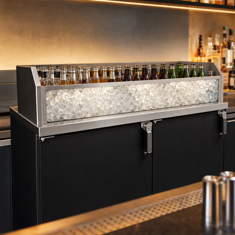 Product image #3 for Glastender 66-Inch Wide Glass Ice Display Unit for Back Bar Bottled Beverages