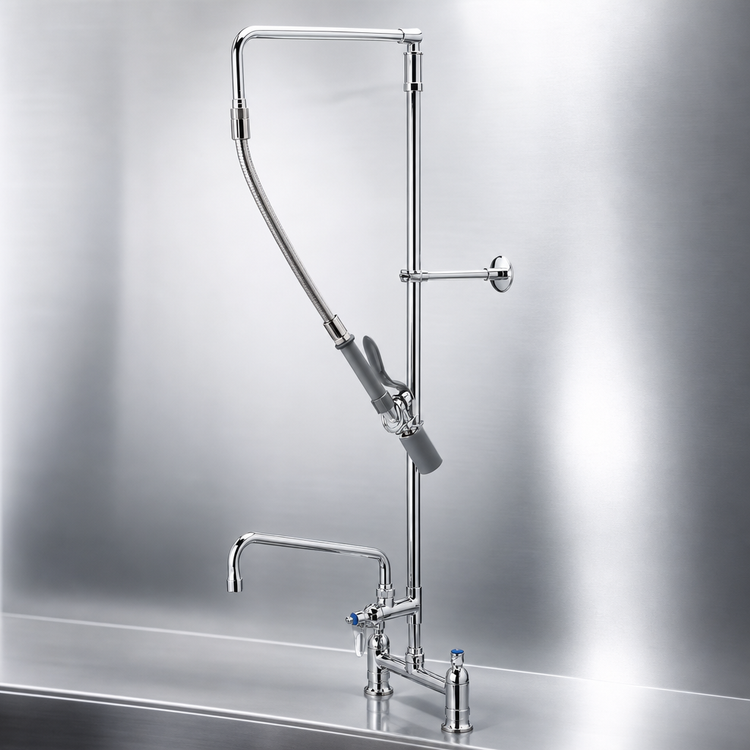 Product image #3 for T&S Brass EasyInstall Deck Mount Pre-Rinse Unit with Add-On Faucet and 12-Inch Swing Spout