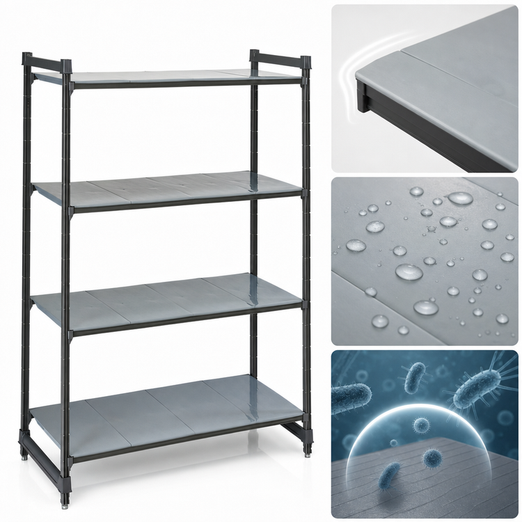 Product image #3 for Cambro Camshelving Basics Plus 4-Shelf Solid Stationary Starter Unit, 24 x 48 x 72 Inches, Brushed Graphite