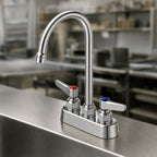 Thumbnail image #3 for T&S Brass B-1141-XS Deck-Mount Commercial Workboard Faucet, Gooseneck Spout, 4-Inch Centers, 2-Inch IPS Shanks