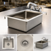 Thumbnail image #3 for Serv-Ware 12 Inch x 18 Inch Drop-In Single Compartment Stainless Steel Sink with Faucet and Basket Drain