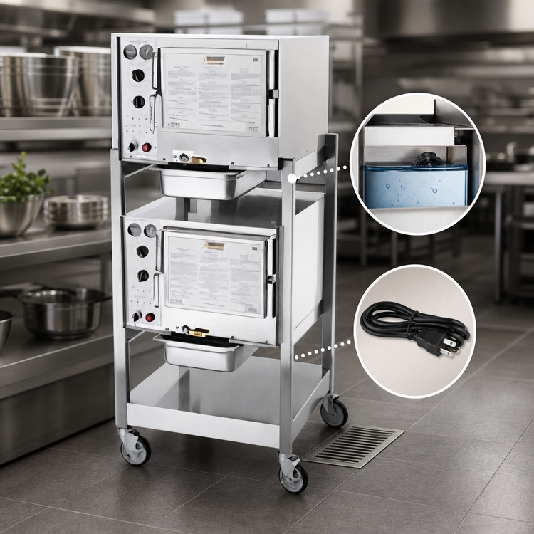 Product image #3 for AccuTemp Steam'N'Hold 2-Cavity Double-Stacked Connectionless Vacuum Steamer with Stand and Casters, Electric