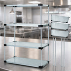 Thumbnail image #3 for Quantum WR63-1460SG Stationary Solid Shelving Starter Unit, 4 Shelves, Galvanized Steel Shelves, Chrome Posts, 60 x 14 x 63 Inches