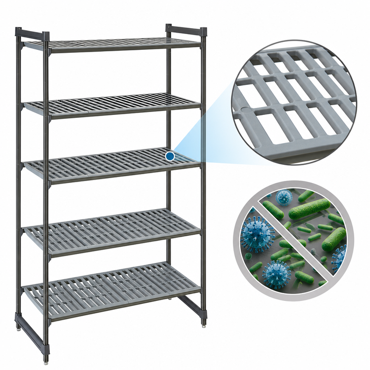 Product image #3 for Cambro Camshelving Basics Plus 5-Tier Vented Stationary Starter Unit, 21 x 48 x 84 Inches, Brushed Graphite
