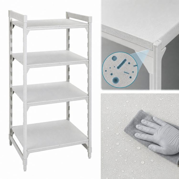 Product image #4 for Cambro Camshelving Premium 4-Shelf Solid Stationary Starter Unit, 21 x 54 x 72 Inches, Speckled Gray