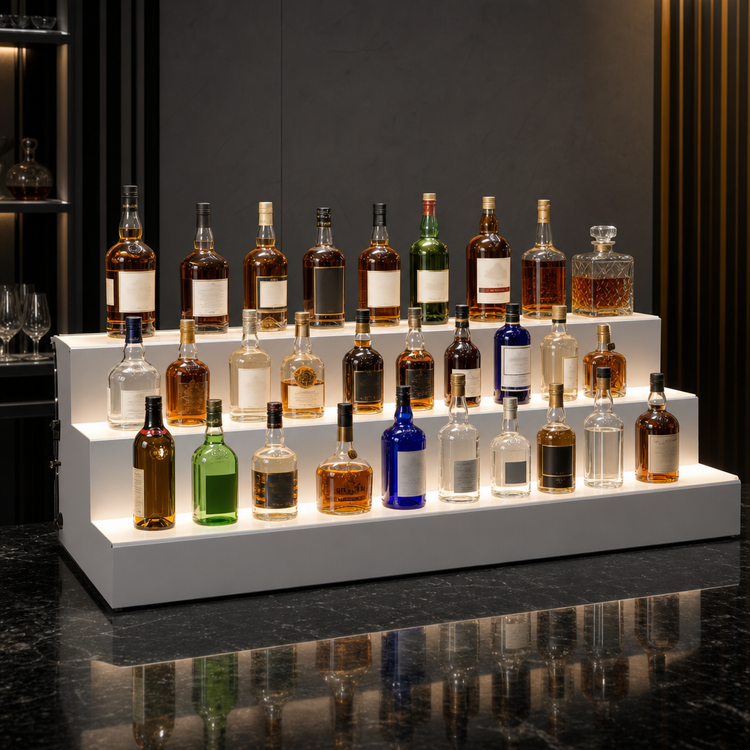 Product image #3 for Glastender 42-Inch Wide 3-Tier Lighted Liquor Display with LED Lighting
