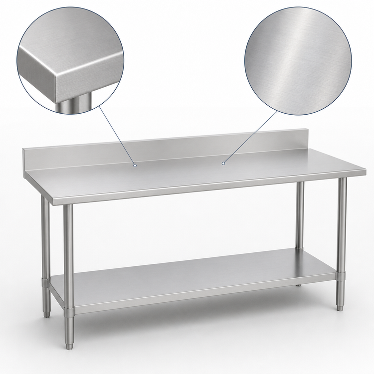 Product image #3 for Duke 84-Inch x 30-Inch Stainless Steel Work Table with 5-Inch Riser and Stainless Steel Undershelf