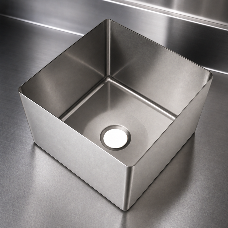 Product image #3 for Eagle Group Fabricated Straight Wall Welded-In Sink, 1 Compartment, 18 x 18 x 10 Inches, 304 Stainless Steel