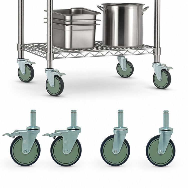 Product image #3 for Quantum 5-Inch Thermoplastic Resin Stem Caster Kit, 2 Swivel with Brakes and 2 Rigid