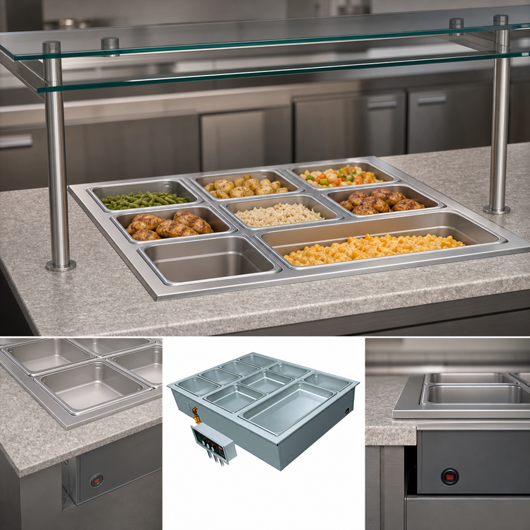 Product image #3 for Hatco HWBI43-5D Drop-In Modular/Ganged Heated Well with Drain, 5 x 4/3-Size Pan Capacity
