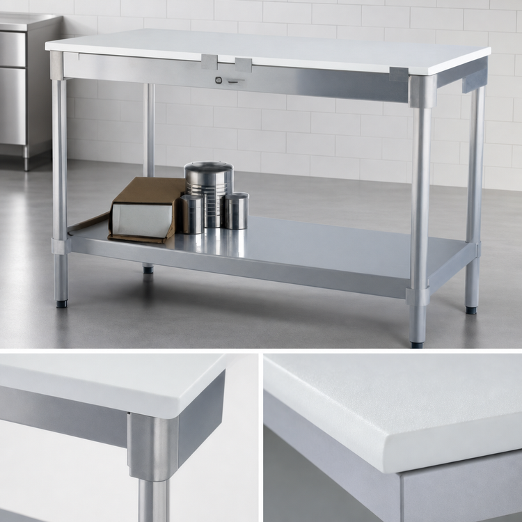 Product image #3 for New Age 96 Inch x 30 Inch Poly Top Work Table with Open Aluminum Base