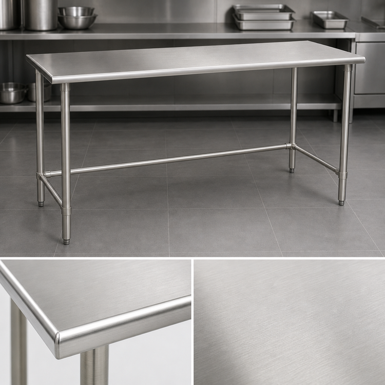 Product image #3 for BlendPort® Deluxe Series 84"W x 24"D Flat-Top Stainless Steel Work Table with Tubular Base