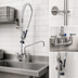 Thumbnail image #3 for EverSteel 8-Inch Centers Wall-Mount Pre-Rinse Mixing Faucet with 12-Inch Swing Nozzle and 44-Inch Hose
