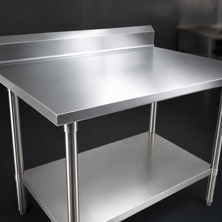 Product image #3 for John Boos Stallion 60 x 24-Inch 14-Gauge 300-Series Stainless Steel Work Table with 5-Inch Backsplash and Galvanized Undershelf