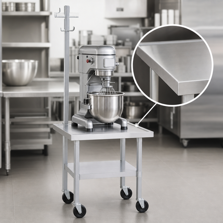 Product image #3 for 30 Inch x 24 Inch Stainless Steel Top Mixer Stand with Adjustable Undershelf