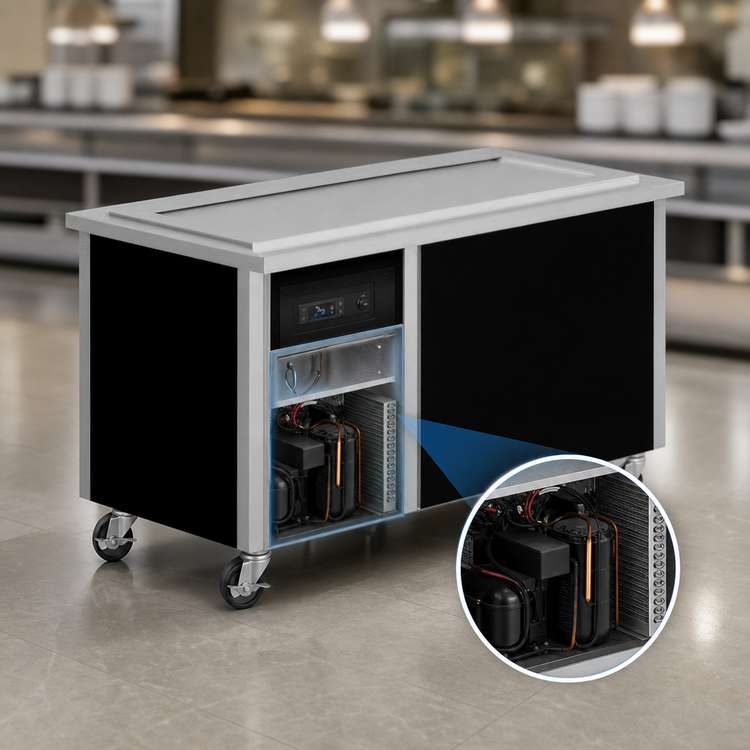 Product image #3 for Randell 86-Inch Mobile Modular Open Base Frost Top Serving Station, Self-Contained R-290 Refrigerated, 1/4 HP