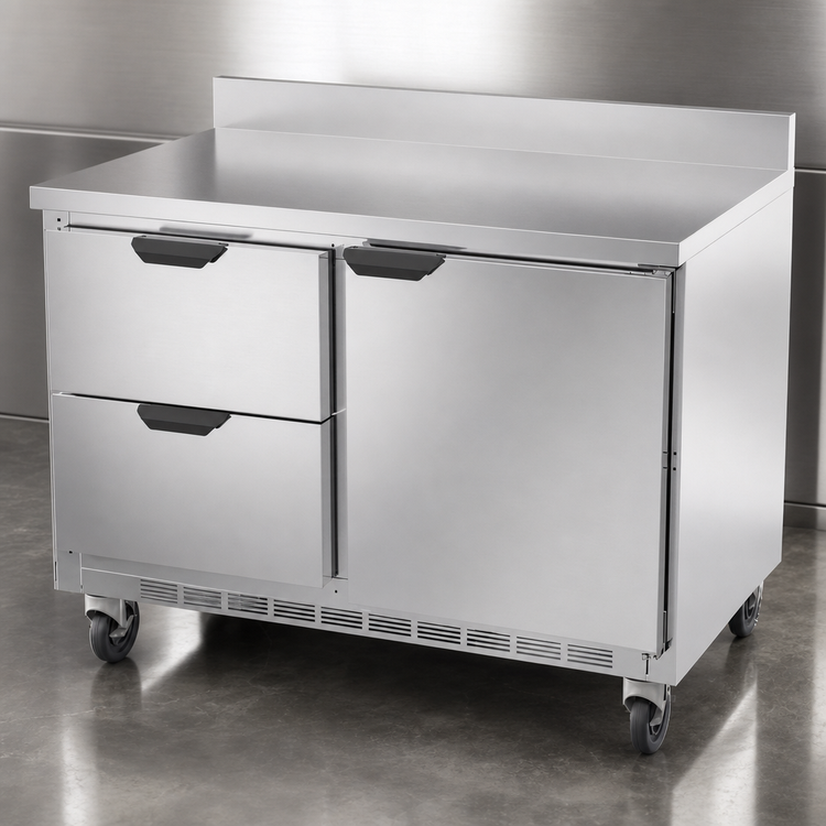 Product image #3 for Beverage-Air WTRD48AHC-2-FIP 48-Inch Two-Section Worktop Refrigerator with 2 Drawers and 1 Door