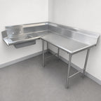Thumbnail image #3 for Klinger's Trading DTS-3084L Left-to-Right Corner Soiled Dish Table with 20" x 20" x 5" Pre-Rinse Sink, 16-Gauge 304 Stainless Steel, 10" Backsplash