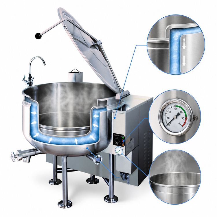 Product image #3 for Cleveland Range Short Series 60-Gallon Stationary Gas-Fired Steam Jacketed Kettle