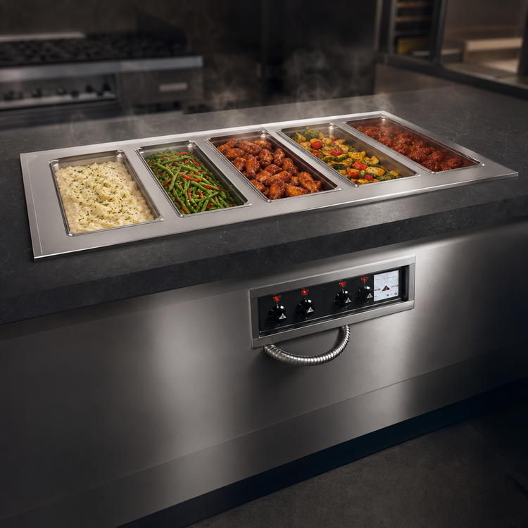 Product image #3 for Advance Tabco Triumph (Supreme) 5-Well Drop-In Electric Sealed Hot Food Well with Drains, 208/240V